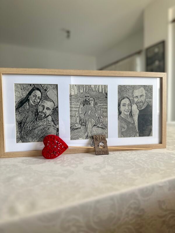 Προσωποποιημένο Καμβά 3 Φωτογραφιών με Χάραξη