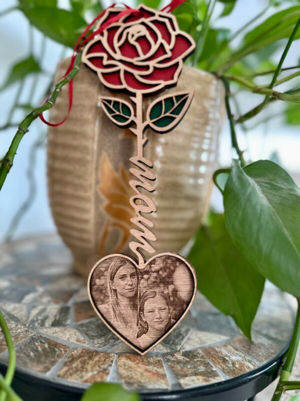 Προσωποποιημένο Ξύλινο Τριαντάφυλλο με Φωτογραφία για την Μητέρα