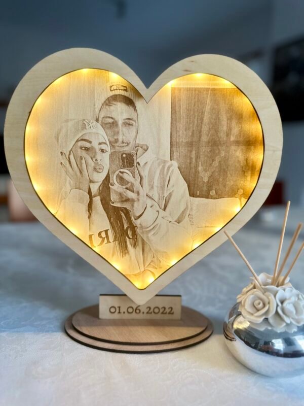 Προσωποποιημένο LED Φωτιστικό Καρδιά με Φωτογραφία