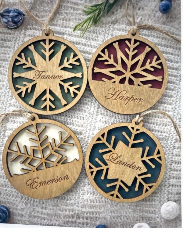 Προσωποποιημένες Ξύλινες Μπάλες Νιφάδας Χιονιο