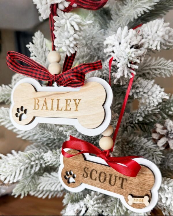 Προσωποποιημένο Ξύλινο Στολίδι Κόκκαλο για Κατοικίδια