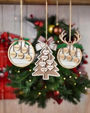 Προσωποποιημένα Ξύλινα Οικογενειακά Στολίδια