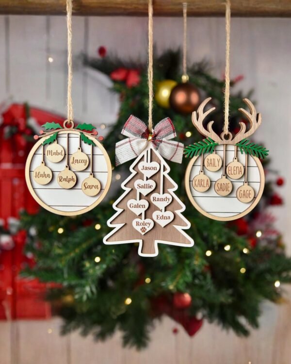 Προσωποποιημένα Ξύλινα Οικογενειακά Στολίδια